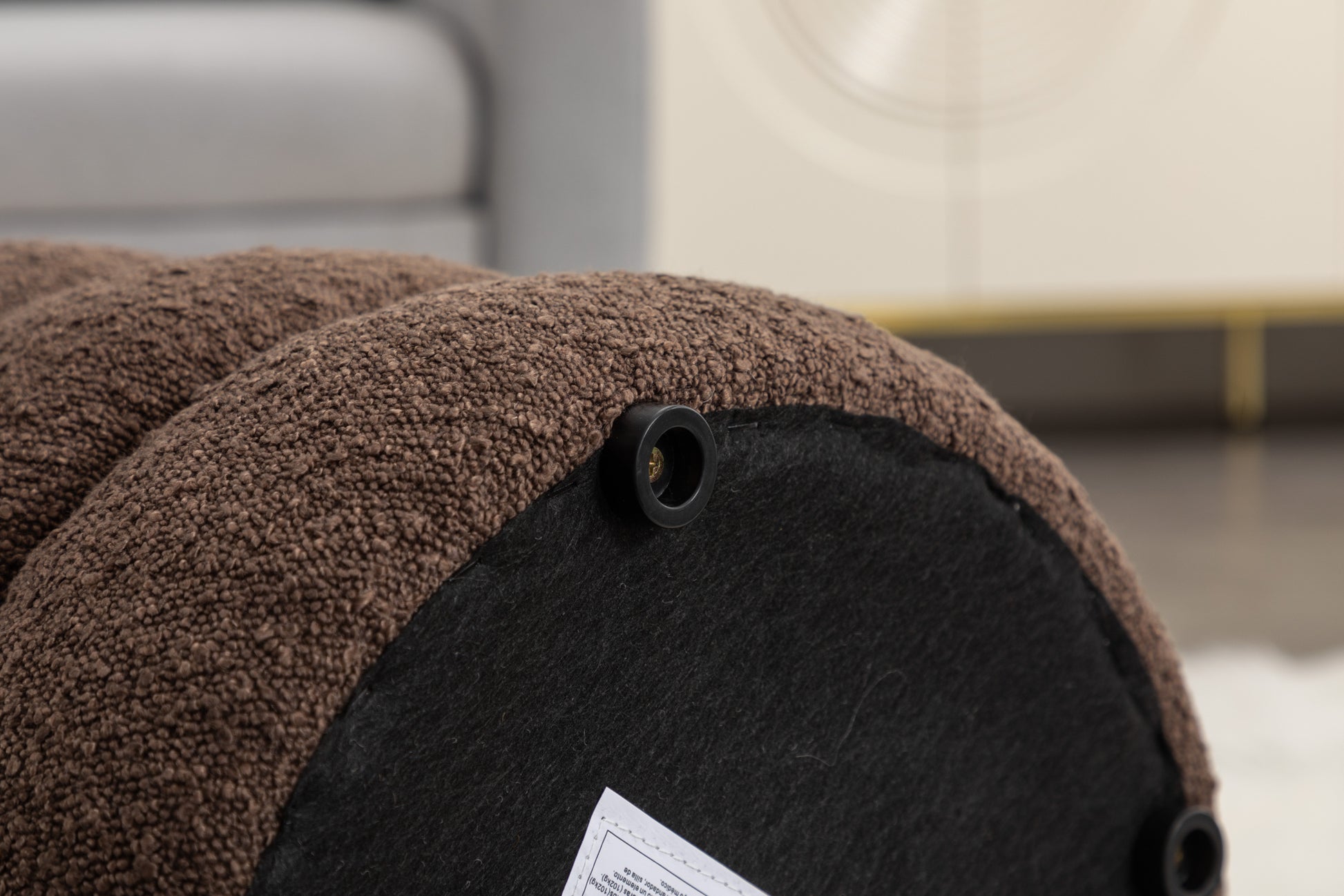006 Soft Boucle Round Ottoman Footrest Stool,Brown Brown Boucle