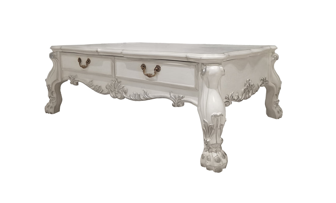 Dresden Coffee Table, Bone White Finish Lv01686 White Wood