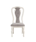 Florian Side Chair Set 2 , Gray Fabric & Antique White Finish Dn01654 Gray Fabric