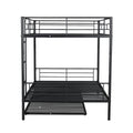 Full Over Full Metal Bunk Bed With Trundle, Black Black Iron