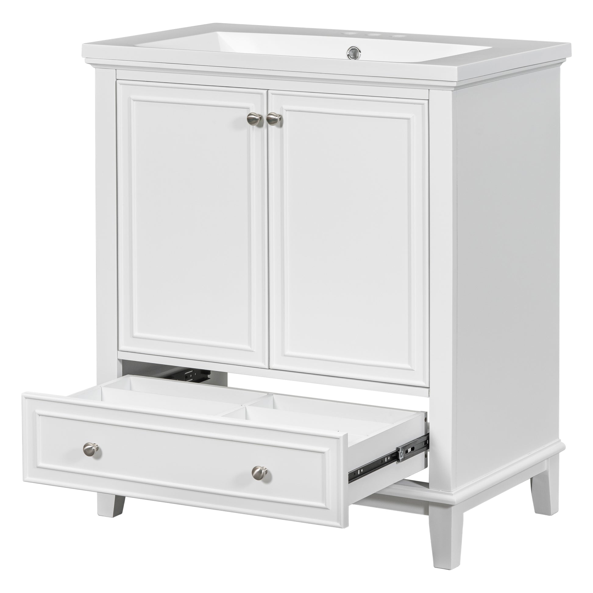 30" Bathroom Vanity With Sink Combo, Multi Functional Bathroom Cabinet With Doors And Drawer, Solid Frame And Mdf Board, White Old Sku:Sy999606Aak White Solid Wood Mdf