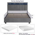 Luxury Gas Lift Storage Bed With Rf Led Lights, Storage Headboard ,Full Size ,Velvet Grey Box Spring Not Required Full Dark Grey Wood Brown Bedroom American Design Poplar Slat Beds Polyester Velvet Metal & Wood