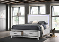 Haiden Eastern King Bed W Storage, Led & White Finish Bd01742Ek White Mdf