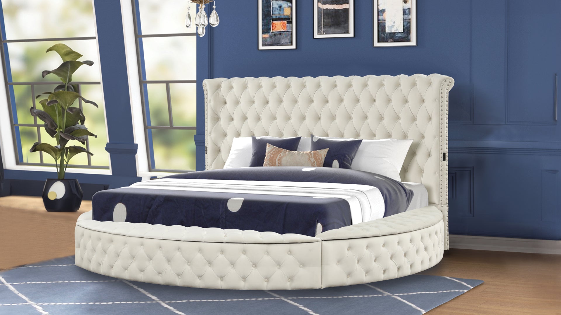 Modern Style King 5Pc Bedroom Set With Usb Ports & Made With Wood In Cream Box Spring Not Required King Cream Wood 5 Piece Set Bedroom Bed Included,Chest Included,Dresser Included,Mirror