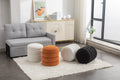006 Soft Boucle Round Ottoman Footrest Stool,Brown Brown Boucle