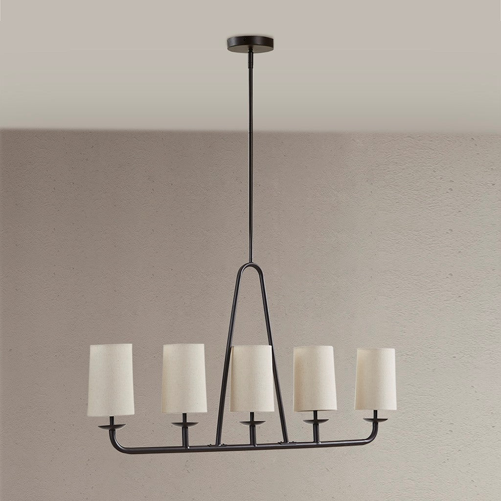 5 Light Linear Chandelier Bronze Polyester