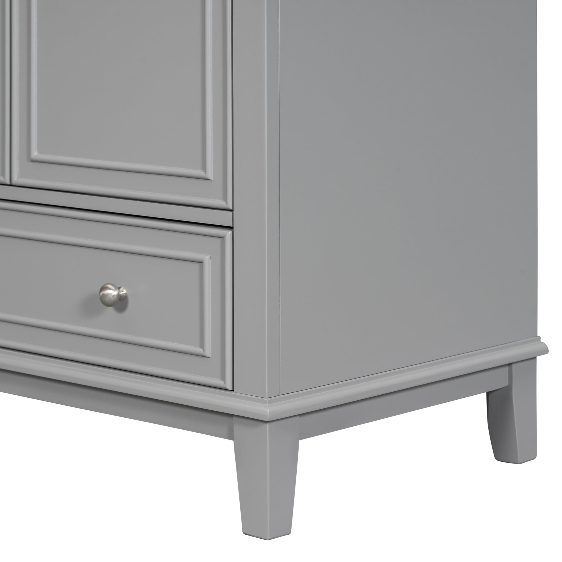 30" Bathroom Vanity Without Sink, Base Only, Multi Functional Bathroom Cabinet With Doors And Drawer, Solid Frame And Mdf Board, Grey Grey Solid Wood Mdf