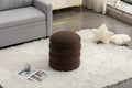 006 Soft Boucle Round Ottoman Footrest Stool,Brown Brown Boucle