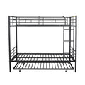 Full Over Full Metal Bunk Bed With Trundle, Black Black Iron