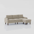 Convertible Combination Sofa Sofa L Shaped Sofa With Footstools With Storage, Beige Sofa For Living Room, Living Room Bedroom Office Small Space 3 Seater Combination Sofa Beige Metal 3 Seat