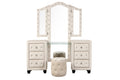 Sophia Modern Style Crystal Tufted Upholstery 6 Drawer Vanity Set With Stool, Finished With Velvet Fabric Made With Wood In Cream Cream Drawer 5 Drawers & Above Bedroom Contemporary,Modern Solid Wood Mdf Wood