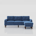 Convertible Combination Sofa Sofa L Shaped Sofa With Storage Cabinet Footstool, Living Room Navy Blue Sofa, Living Room Bedroom Office Small Space 3 Seater Combination Sofa Navy Blue Metal 3 Seat