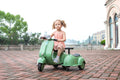 6V Licensed Vespa Scooter Motorcycle With Side Car For Kids, Green Green Under 50 Lbs Chrome