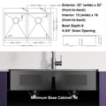 33X22 Inch Gunmetal Black Topmount Double Bowl Workstation Kitchen Sink 18 Gauge Stainless Steel With Black Faucet Gunmetal Black Stainless Steel