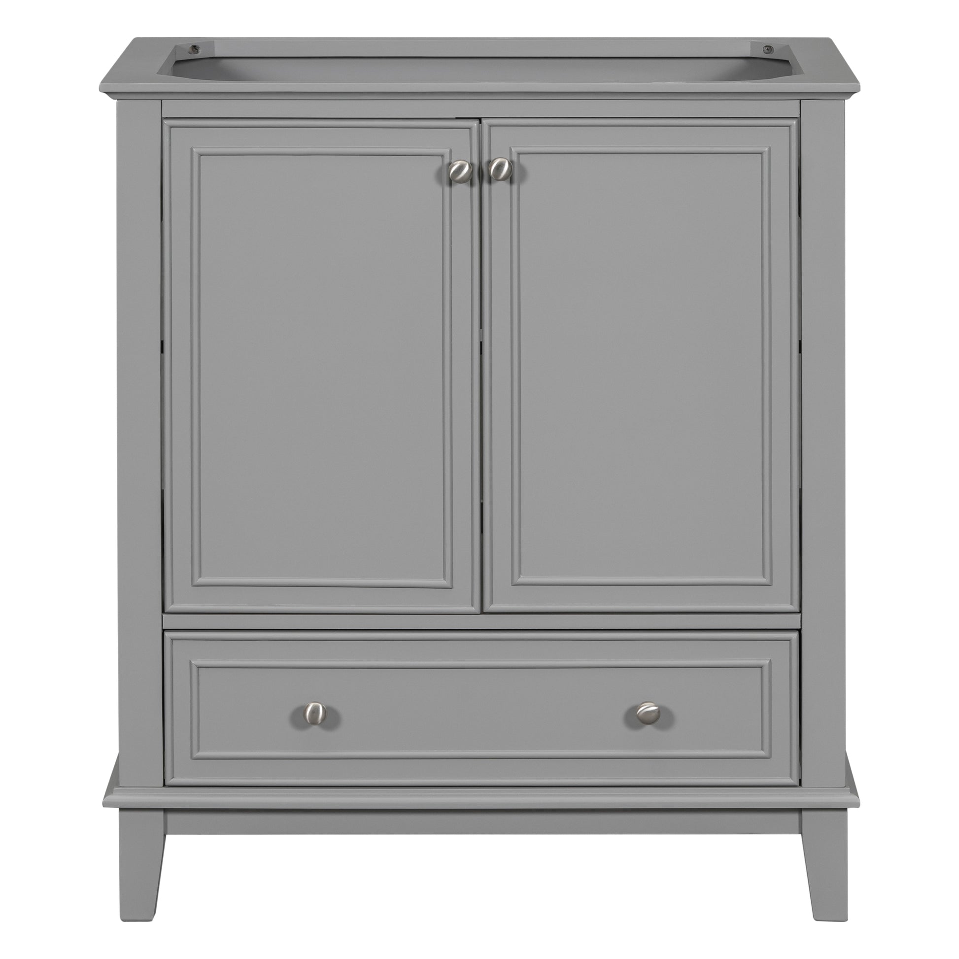 30" Bathroom Vanity Without Sink, Base Only, Multi Functional Bathroom Cabinet With Doors And Drawer, Solid Frame And Mdf Board, Grey Grey Solid Wood Mdf