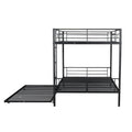 Full Over Full Metal Bunk Bed With Trundle, Black Black Iron