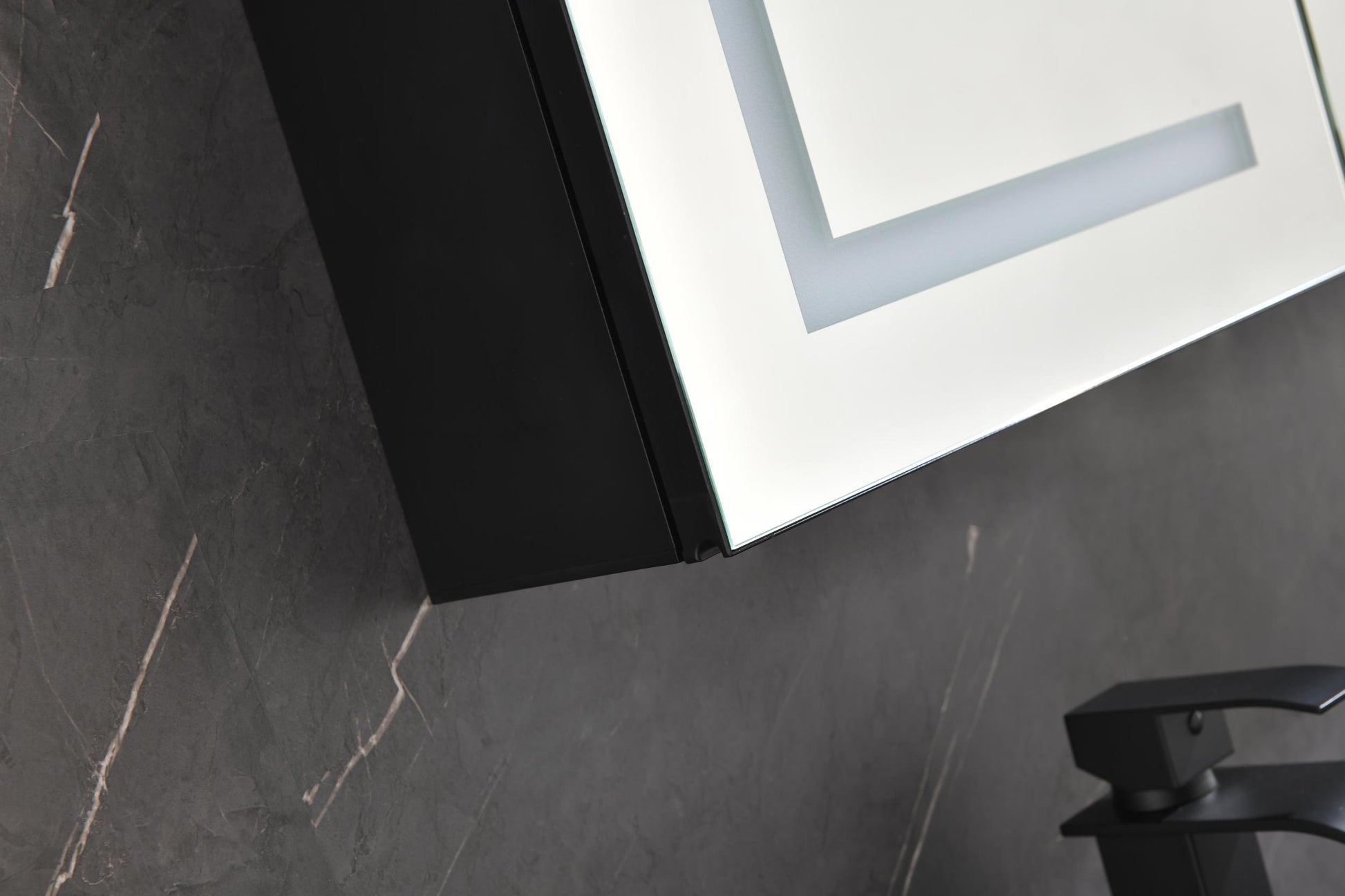 48*30 In Led Mirror Lighted Medicine Cabinet With Lights, Led Medicine Cabinet W Defogger, Dimmer, 3X Makeup Mirror, Outlets & Usb Matte Black Aluminium
