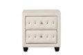 Sophia Modern Style Crystal Tufted 2 Drawer Nightstand Upholstered With Velvet Fabric Made With Wood In Cream Cream 2 Drawers Bedside Cabinet Bedroom Contemporary,Modern Acacia Drawers Upholstered Wood