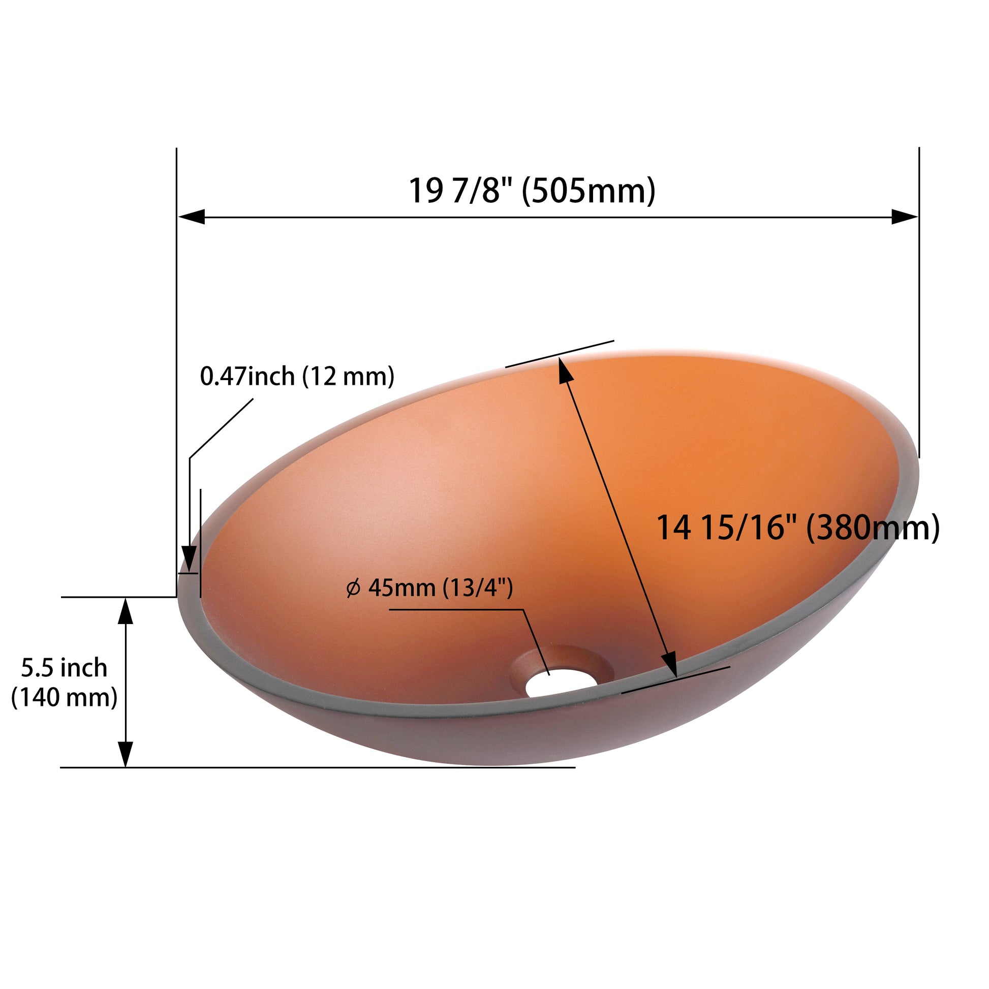 Tempered Glass Matte Bathroom Vessel Sink, Oval Bathroom Basin Tempered Glass Matt Tea Brown Bathroom Modern Glass