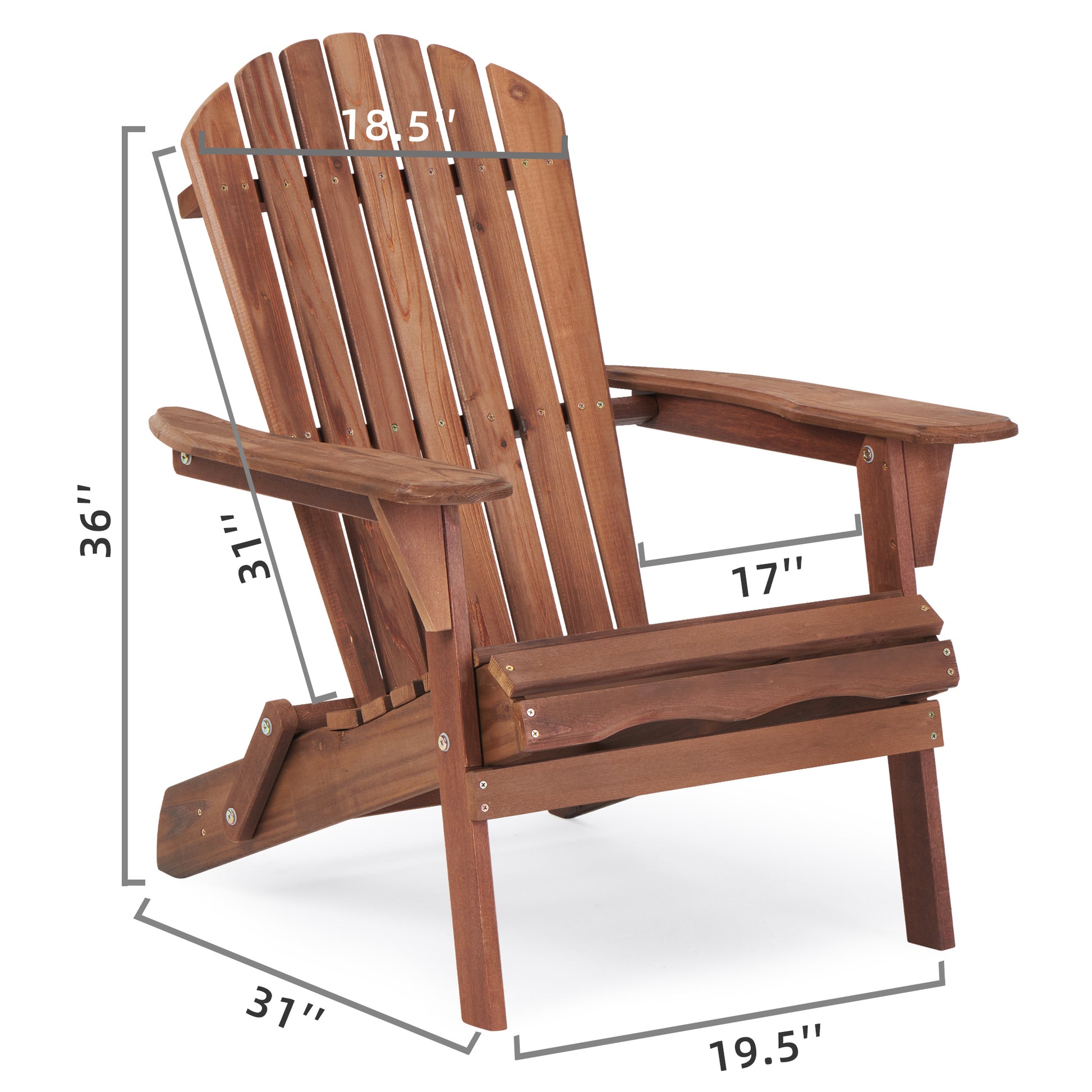 Wooden Outdoor Folding Adirondack Chair Set Of 2 Wood Lounge Patio Chair For Garden,Garden, Lawn, Backyard, Deck, Pool Side, Fire Pit,Half Assembled Natural & Light Brown Wood Solid Wood