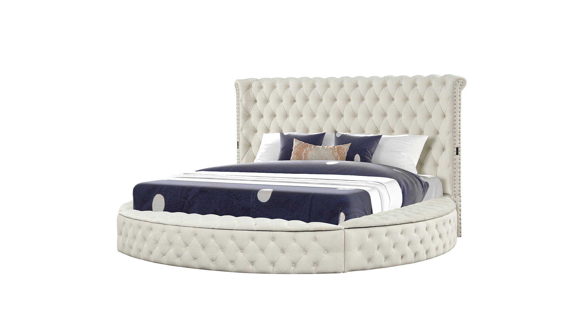 Modern Style King 5Pc Vanity Bedroom Set With Usb Ports & Made With Wood In Cream Box Spring Not Required King Cream Wood 5 Piece Set Bedroom Modern Upholstered Tufted Velvet Wood