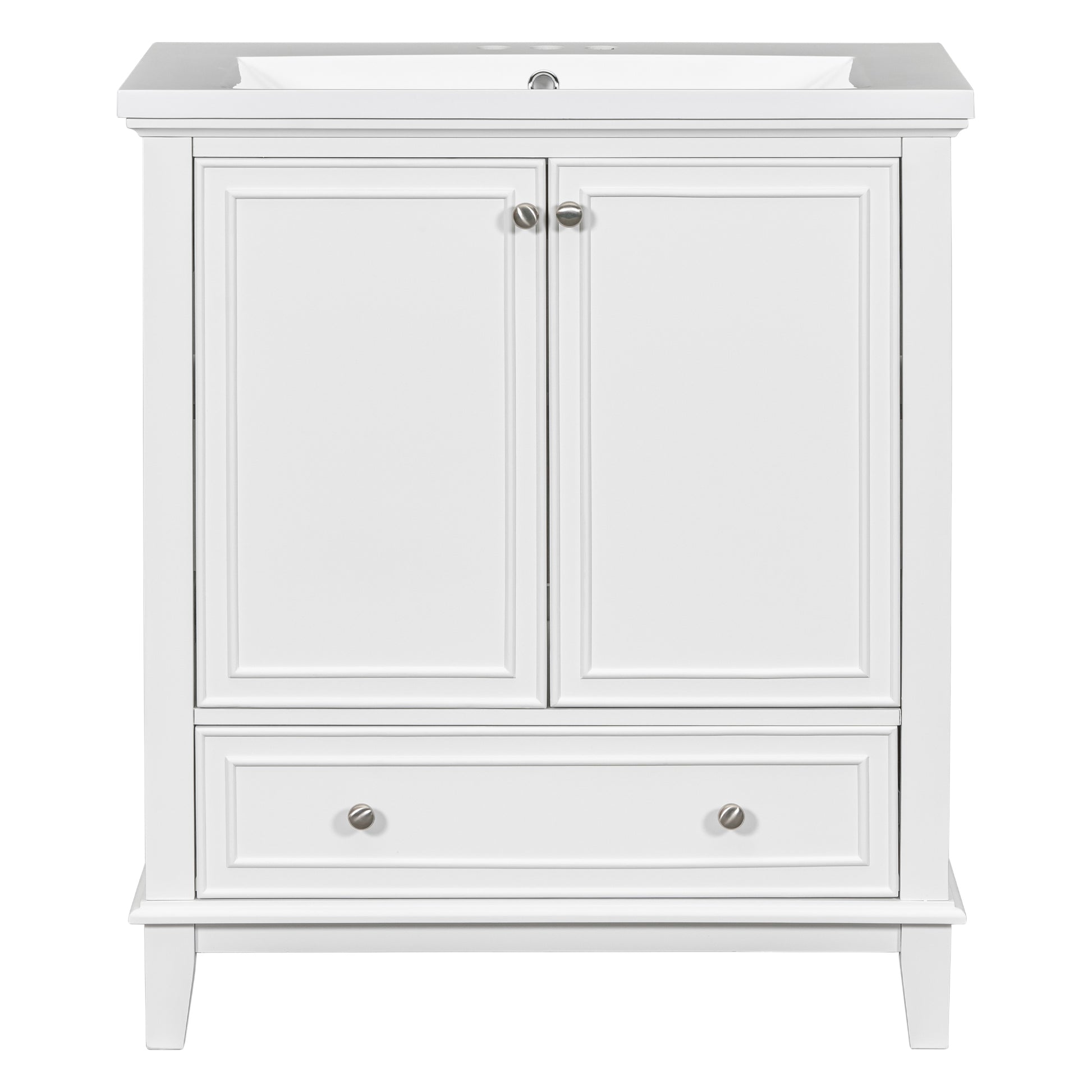 30" Bathroom Vanity With Sink Combo, Multi Functional Bathroom Cabinet With Doors And Drawer, Solid Frame And Mdf Board, White Old Sku:Sy999606Aak White Solid Wood Mdf