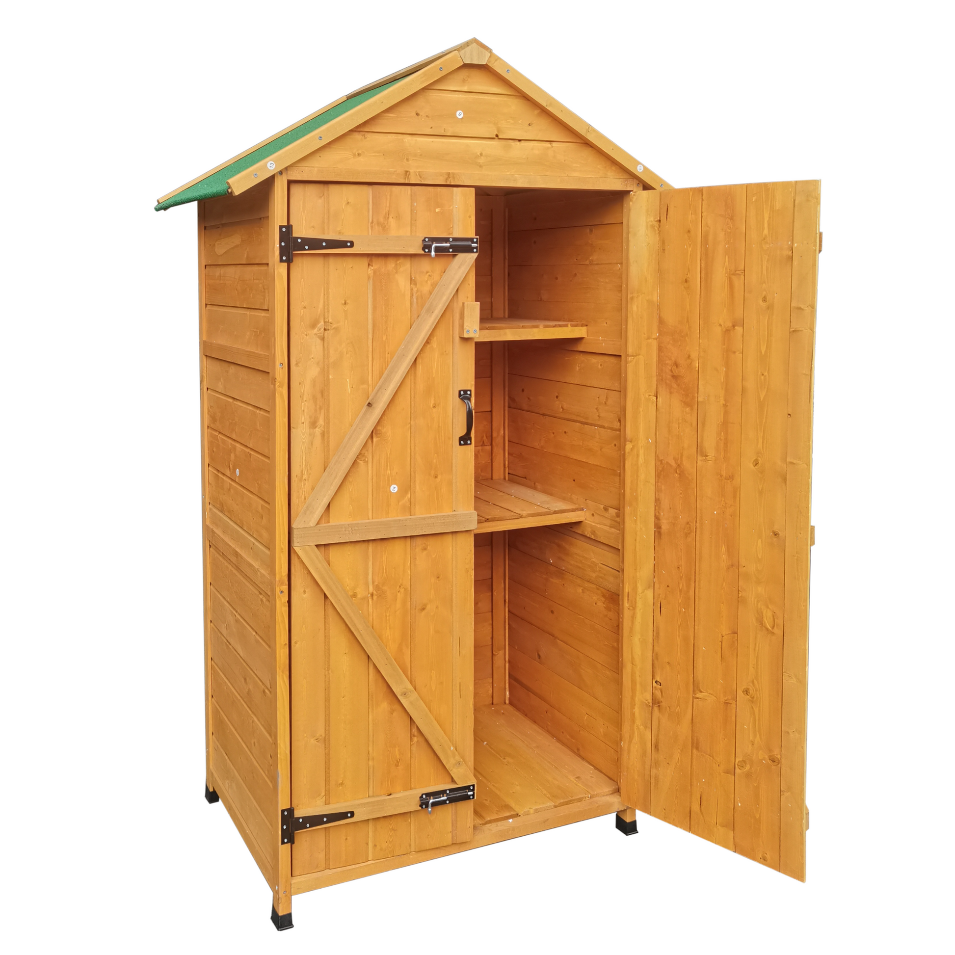 Xwt010 Wooden Shed Natural For Backyard Garden Big Spire Tool Storage 68.50"X 22.83"X 40.35" Natural Wood