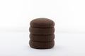 006 Soft Boucle Round Ottoman Footrest Stool,Brown Brown Boucle