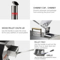 Black 12 Wood Fired Outdoor Pizza Oven Portable Hard Wood Pellet Pizza Oven Ideal For Any Outdoor Kitchen Outdoor Cooking Pizza Maker Backyard Pizza Ovens Countertop Pizza Oven Black Garden & Outdoor American Design Stainless Steel Stainless Steel