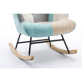Modern Patchwork Accent Chair With Solid Wood Armrest And Feet, Mid Century Modern Accent Sofa, Fabric Sofa Chair For Living Room Bedroom Studio, Comfy Side Armchair For Bed Green Foam Cotton Linen
