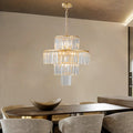 Crystal Chandelier Modern Chandeliers Lights Fixture Hanging Pendant Light Fixture For Dining Room Bedroom Living Room Dia 19.7 Inch Gold Crystal Iron