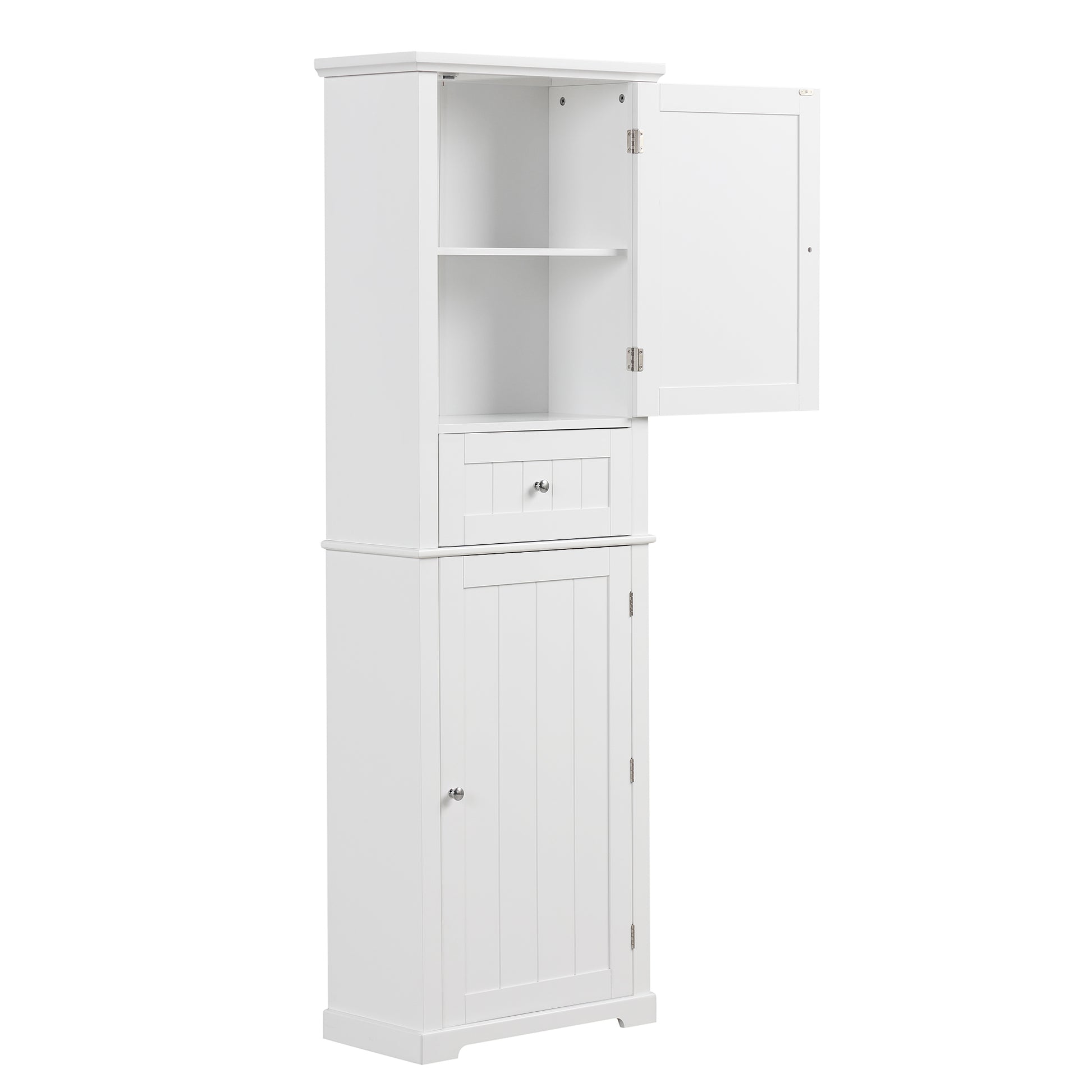 Tall Bathroom Storage Cabinet, Freestanding Storage Cabinet With Drawer And Adjustable Shelf, Mdf Board With Painted Finish, White Old Sku:Wf312727Aak White Mdf
