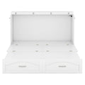 Queen Size Murphy Bed Wall Bed With Drawer And A Set Of Sockets & Usb Ports, Pulley Structure Design, White White Solid Wood Mdf