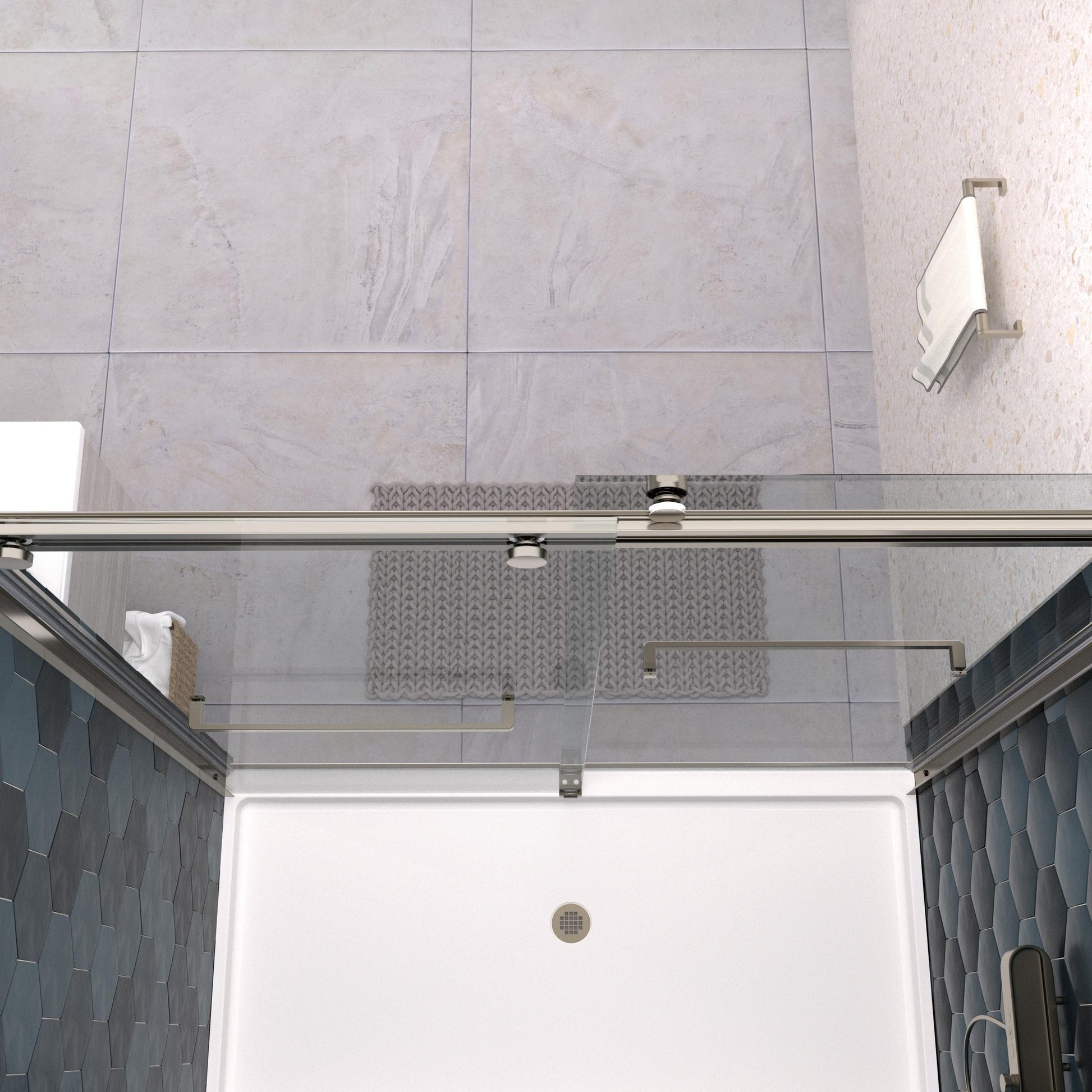 Bypass Shower Door, Sliding Door, With 5 16" Tempered Glass And Polished Chrome Finish 6074 Chrome Bathroom Stainless Steel