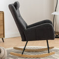 Same As W1372105256 35.5 Inch Rocking Chair With Pocket, Soft Teddy Fabric Rocking Chair For Nursery, Comfy Wingback Glider Rocker With Safe Solid Wood Base For Living Room Bedroom Balcony Greg Grey Casual Foam Teddy
