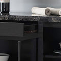 Four Door Cabinet, Home, Kitchen Cabinet With Six Shelves In Faux Marble Grey & Red Cocoa Espresso Particle Board