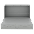 Queen Size Murphy Bed Wall Bed With Drawer And A Set Of Sockets & Usb Ports, Pulley Structure Design, Gray Gray Solid Wood Mdf