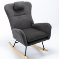 Same As W1372105256 35.5 Inch Rocking Chair With Pocket, Soft Teddy Fabric Rocking Chair For Nursery, Comfy Wingback Glider Rocker With Safe Solid Wood Base For Living Room Bedroom Balcony Greg Grey Casual Foam Teddy