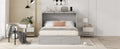Full Size Murphy Bed Wall Bed With Drawer And A Set Of Sockets & Usb Ports, Pulley Structure Design, Gray Gray Solid Wood Mdf