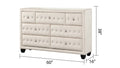 Sophia Modern Style Crystal Tufted Upholstery 5 Drawer Chest Finished With Velvet Fabric Made With Wood In Cream Cream Bedroom Contemporary,Modern Upholstered Wood