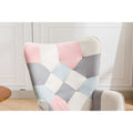 Modern Patchwork Accent Chair With Solid Wood Armrest And Feet, Mid Century Modern Accent Sofa, Fabric Sofa Chair For Living Room Bedroom Studio, Comfy Side Armchair For Bed Pink Pink Foam Cotton Linen