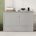 Queen Size Murphy Bed Wall Bed With Drawer And A Set Of Sockets & Usb Ports, Pulley Structure Design, Gray Gray Solid Wood Mdf
