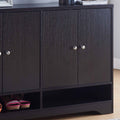 Organizing Shoe Storage Cabinet With Two Sets Of Doors Three Shelves On Each Side Red Cocoa Espresso Particle Board