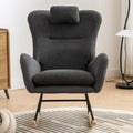 Same As W1372105256 35.5 Inch Rocking Chair With Pocket, Soft Teddy Fabric Rocking Chair For Nursery, Comfy Wingback Glider Rocker With Safe Solid Wood Base For Living Room Bedroom Balcony Greg Grey Casual Foam Teddy