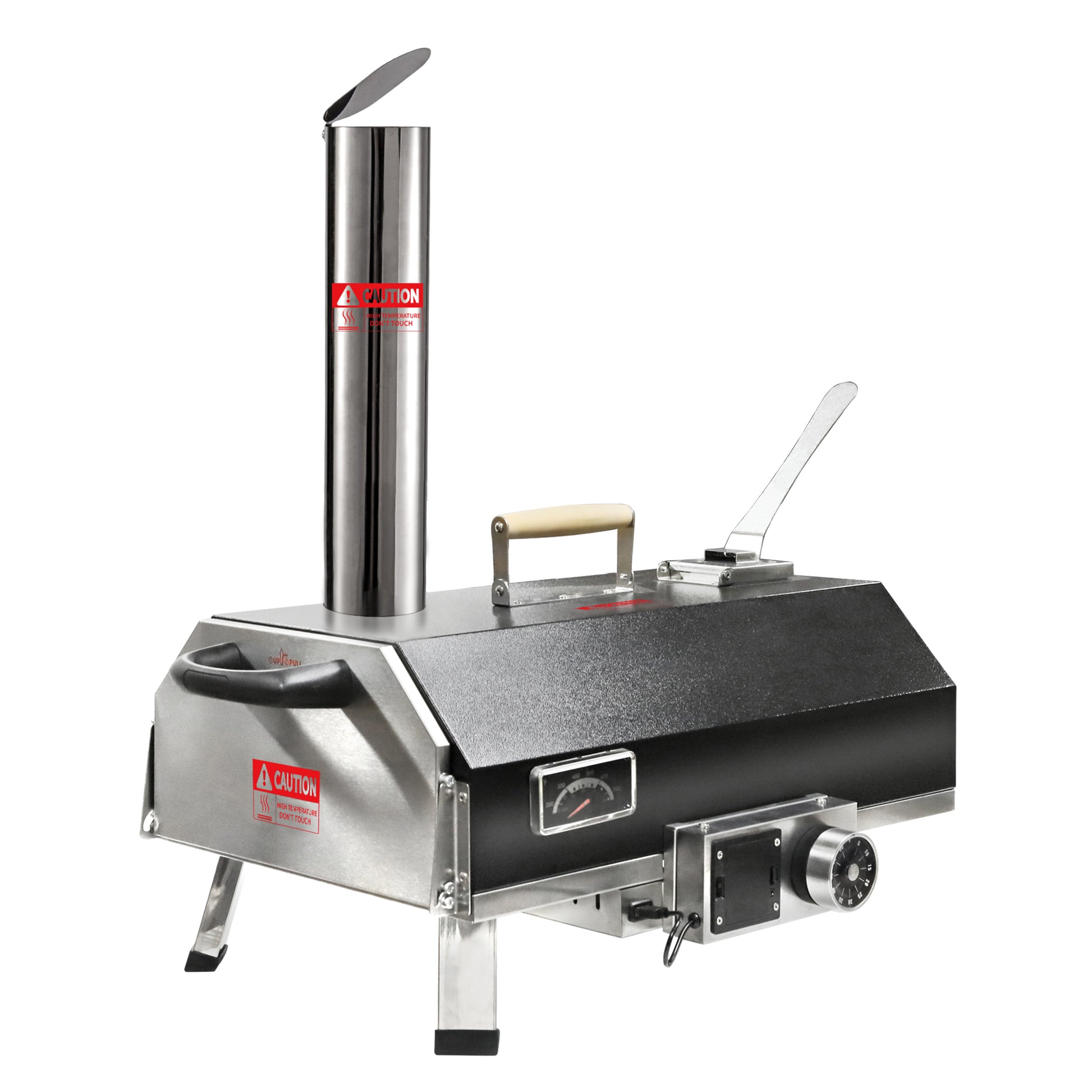 Black 12 Wood Fired Outdoor Pizza Oven Portable Hard Wood Pellet Pizza Oven Ideal For Any Outdoor Kitchen Outdoor Cooking Pizza Maker Backyard Pizza Ovens Countertop Pizza Oven Black Garden & Outdoor American Design Stainless Steel Stainless Steel