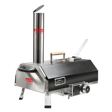Black 12 Wood Fired Outdoor Pizza Oven Portable Hard Wood Pellet Pizza Oven Ideal For Any Outdoor Kitchen Outdoor Cooking Pizza Maker Backyard Pizza Ovens Countertop Pizza Oven Black Garden & Outdoor American Design Stainless Steel Stainless Steel