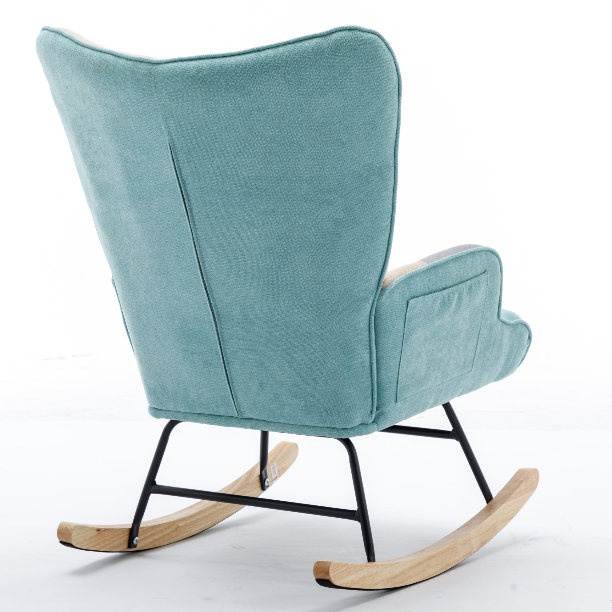 Modern Patchwork Accent Chair With Solid Wood Armrest And Feet, Mid Century Modern Accent Sofa, Fabric Sofa Chair For Living Room Bedroom Studio, Comfy Side Armchair For Bed Green Foam Cotton Linen