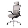 Grey Ergonomic Mesh Office Chair, High Back Adjustable Headrest With Flip Up Arms, Tilt And Lock Function, Lumbar Support And Blade Wheels, Kd Chrome Metal Legs Black Office American Design Office Chairs Foam Plastic