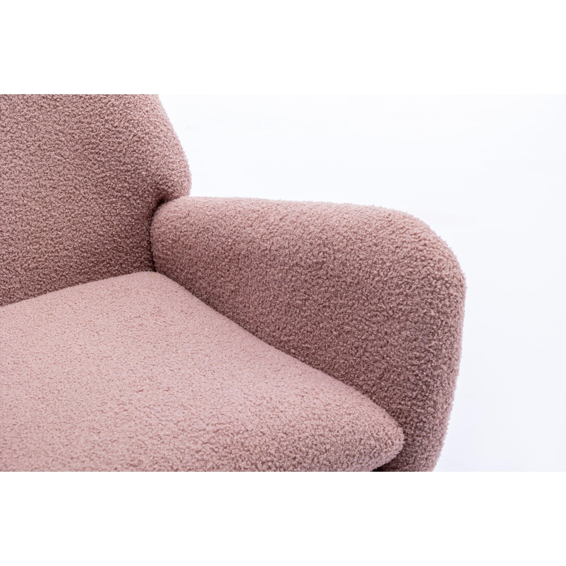 35.5 Inch Rocking Chair With Pocket, Soft Teddy Fabric Rocking Chair For Nursery, Comfy Wingback Glider Rocker With Safe Solid Wood Base For Living Room Bedroom Balcony Pink Pink Casual Foam Teddy