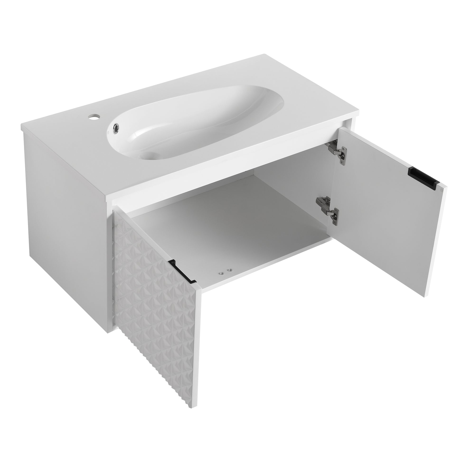 36 Inch Wall Mounted Bathroom Vanity With Sink, Soft Close Doors Kd Packing White 2 Bathroom Wall Mounted Modern Plywood